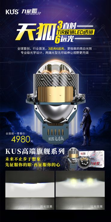 KUS Nine-Tailed Fox Blue Fox Square Dual Direct LED Lens